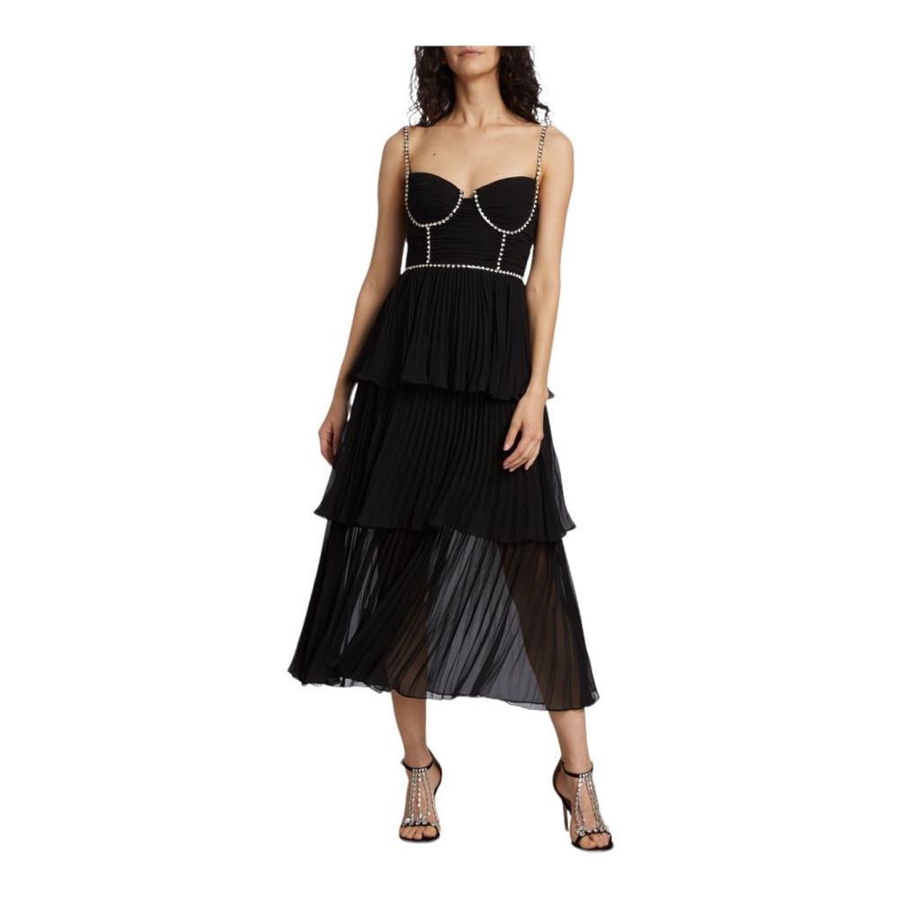 Self-Portrait Bustier Tiered Chiffon Midi Dress size 6 NWT